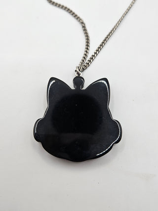 Chanel Gold-tone Black glitter Resin CC Cat Pendant Necklace