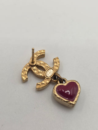 Chanel Gold-tone Enamel Interlocking CC Drop Earrings