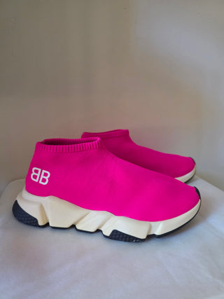 Balenciaga Hot pink Logo Printed sock sneakers 39 sz