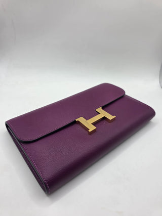 Hermès Purple Leather 2019 Constance Long Wallet