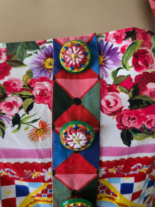 Dolce & Gabbana Red Floral Print Knee-Length Dress M US8 IT44