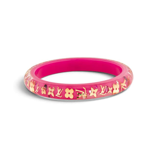 Louis Vuitton Pink Gold-tone Resin Crystal Inclusion Bangle Bracelet