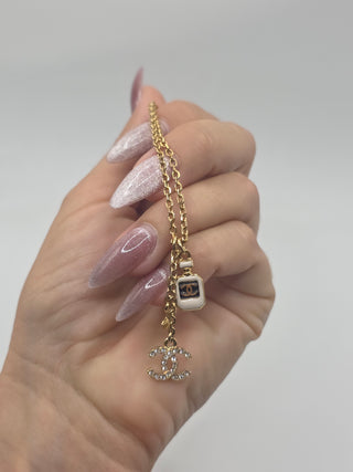 Chanel Gold-tone 2025 Strass Resin CC Star & Perfume Pendant Necklace