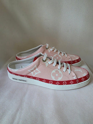 Louis Vuitton Pink Red LV Monogram Sneakers 41 sz