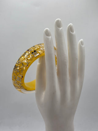 Louis Vuitton Gold-tone Wide lV Charm Inclusion Bangle