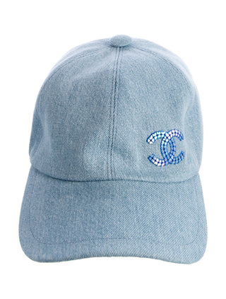 Chanel Interlocking CC Blue Denim Baseball Cap