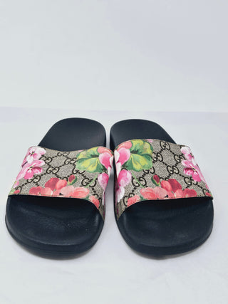 Gucci GG Supreme Monogram Bloom rubber sandals 40 sz