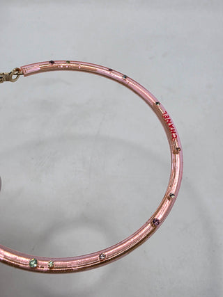 Chanel Pink Strass Resin CC Logo Hoop Earrings