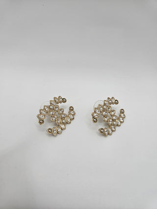 Chanel Gold-tone Faux Pearl Strass Interlocking CC Stud Earrings