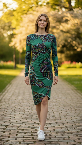 Emilio Pucci Green Multicolor Paisley Print Mini Dress 40 sz