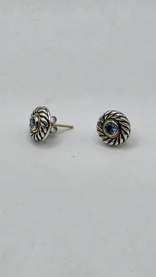 David Yurman Sterling Silver Topaz Cookie Stud Earrings