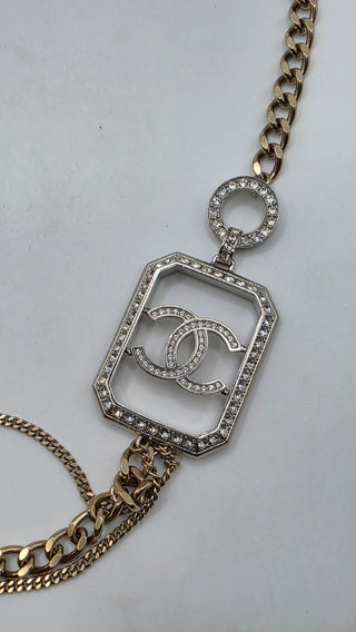 Chanel Strass Interlocking CC Gold-tone Long Station Necklace