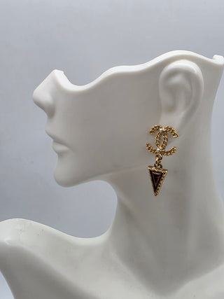 Chanel Faux Pearl Resin Intrecciato Drop Earrings