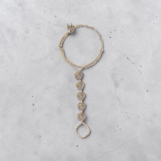 Chanel Gold-tone Interlocking CC Heart Station Bracelet and Ring
