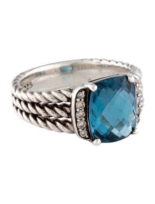 David Yurman Sterling Silver Topaz Diamond Petite Wheaton Ring 5.75 sz