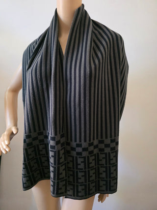 Fendi Grey black FF Monogram scarf