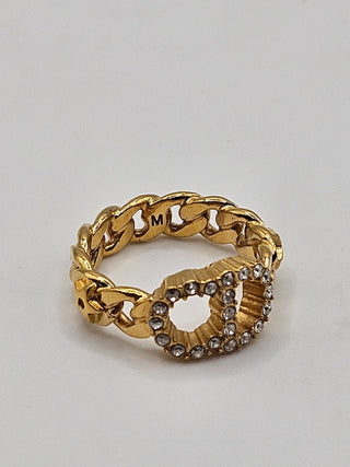 Christian Dior Gold-tone Crystal Clair D Lune Band Ring Size: 6