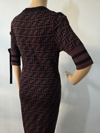 Fendi Brown FF Zucca Monogram Midi dress 40 sz
