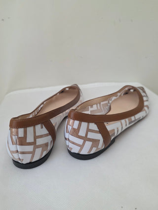 Fendi Brown White Zucca FF Logo PVC Ballet Flats 36 sz