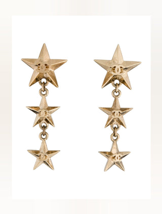 Chanel Gold-tone Interlocking CC Star Drop Earrings