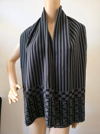 Fendi Grey black FF Monogram scarf