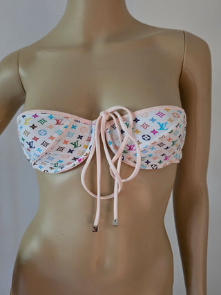 Louis Vuitton White Multicolore 2013 LV Printed Bikini w/ Tags 6 sz