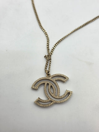 Chanel Gold-tone 100th Anniversary Strass CC Pendant Necklace