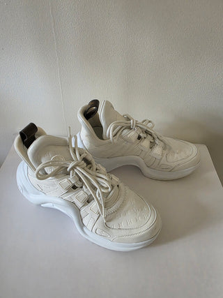 Louis Vuitton White Leather Monogram Canvas Archlight Sneaker 39 sz
