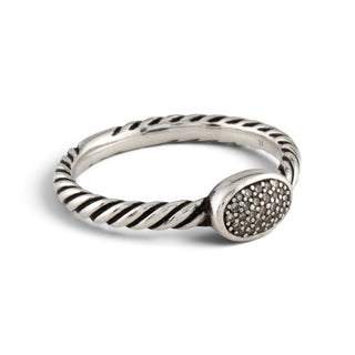 David Yurman Diamond Cable Collectables Oval Stack Ring 5.75 sz