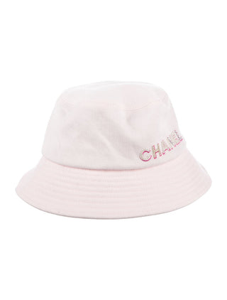 Chanel Light Pink Sequin Logo Bucket Hat M sz