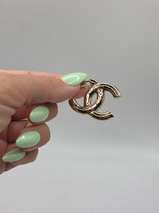 Chanel Gold-tone 2022 Interlocking CC Earrings