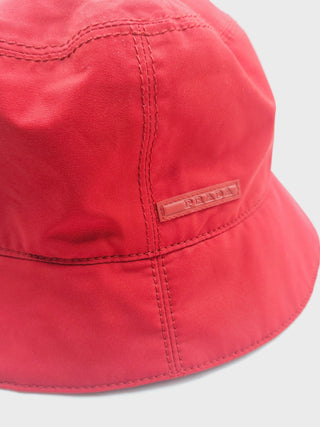 Prada Red Nylon Logo Printed Bucket Hat M sz