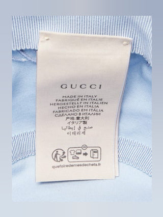 GucciPorcelain Light Blue Cotton Cabris Bucket Hat M sz