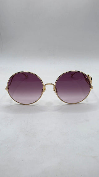 Chloe Goldtone Metal Oversized Round Logo Sunglasses - CH0329S