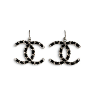 Chanel oversized Woven Interlocking CC Drop Earrings