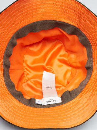Celine Dark Green Orange Quilted Polyester Logo Bucket Hat Size M