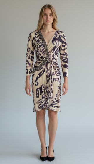 Emilio Pucci Multicolor Sequin Embellished Silk Knee-Length Dress L sz