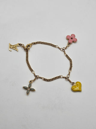 Louis Vuitton Gold-tone Sweet LV Monogram Enamel Charm Bracelet