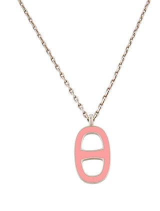 Hermès Pink Silver-tone Lacquered Iliade Pendant Necklace