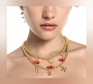 Louis Vuitton LV x TM Cerise Gold-tone Charm Necklace