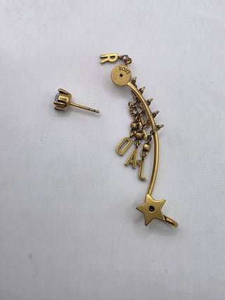 Christian Dior Goldtone Metal and Crystal Dio-r-Evolution Single Cuff Earring