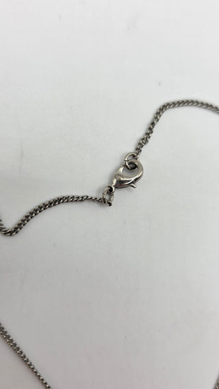 Chanel Silver-tone Strass Interlocking CC Pendant Necklace