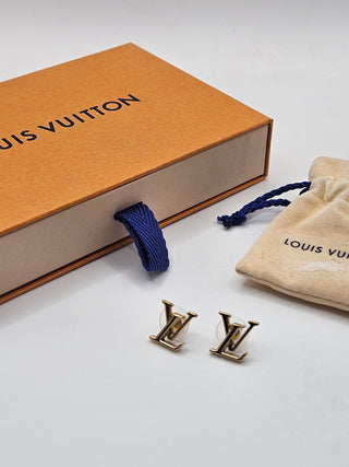 Louis Vuitton Gold-tone LV Logo Iconic Stud Earrings