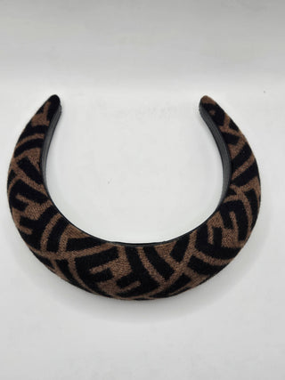 Fendi Brown FF Zucca Logo Pattern Print Headband