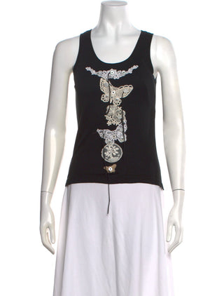 Louis Vuitton Black LV Charm 2007 Graphic Print Top M sz