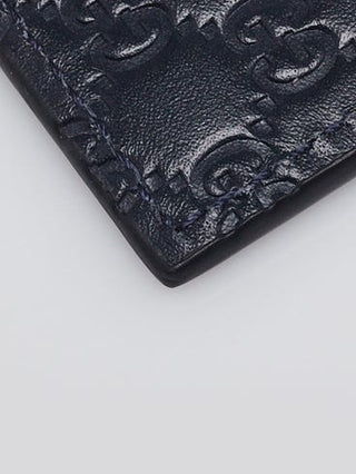 Gucci Dark Blue Micro Guccissima Leather Card Holder