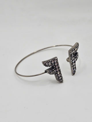 Fendi Silver-tone Crystal F is Fendi Logo Cuff Bracelet