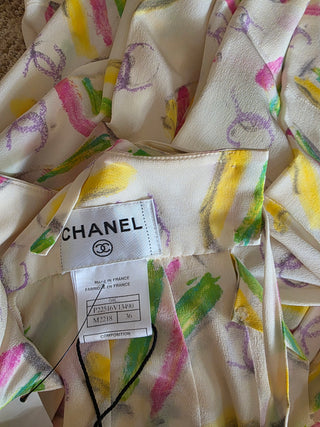 Chanel Multicolor Interlocking CC Logo Summer Knee-Length Dress S sz