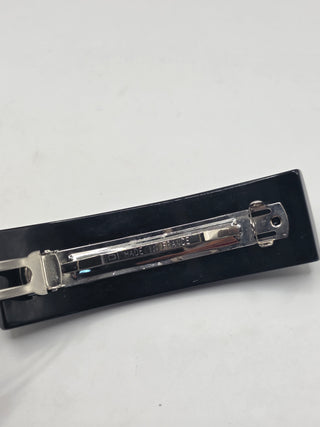 Chanel Black white Polka Dot Interlocking CC Hair Clip