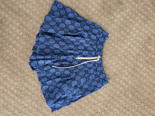 Gucci Blue multicolor GG print pleated shorts M sz